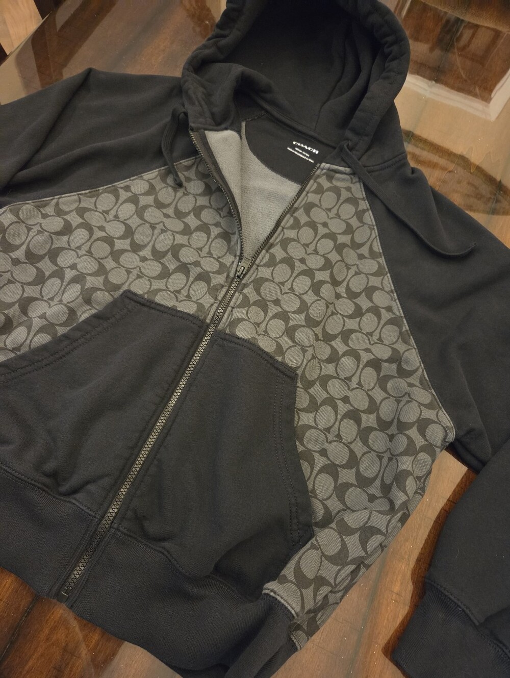 Coach Black Monogram Zip Hoodie - Men's - Picture 15 of 16